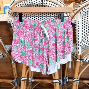 Banana Boat TropicalPink Green Sea Turtle Print Running Shorts Women's Large